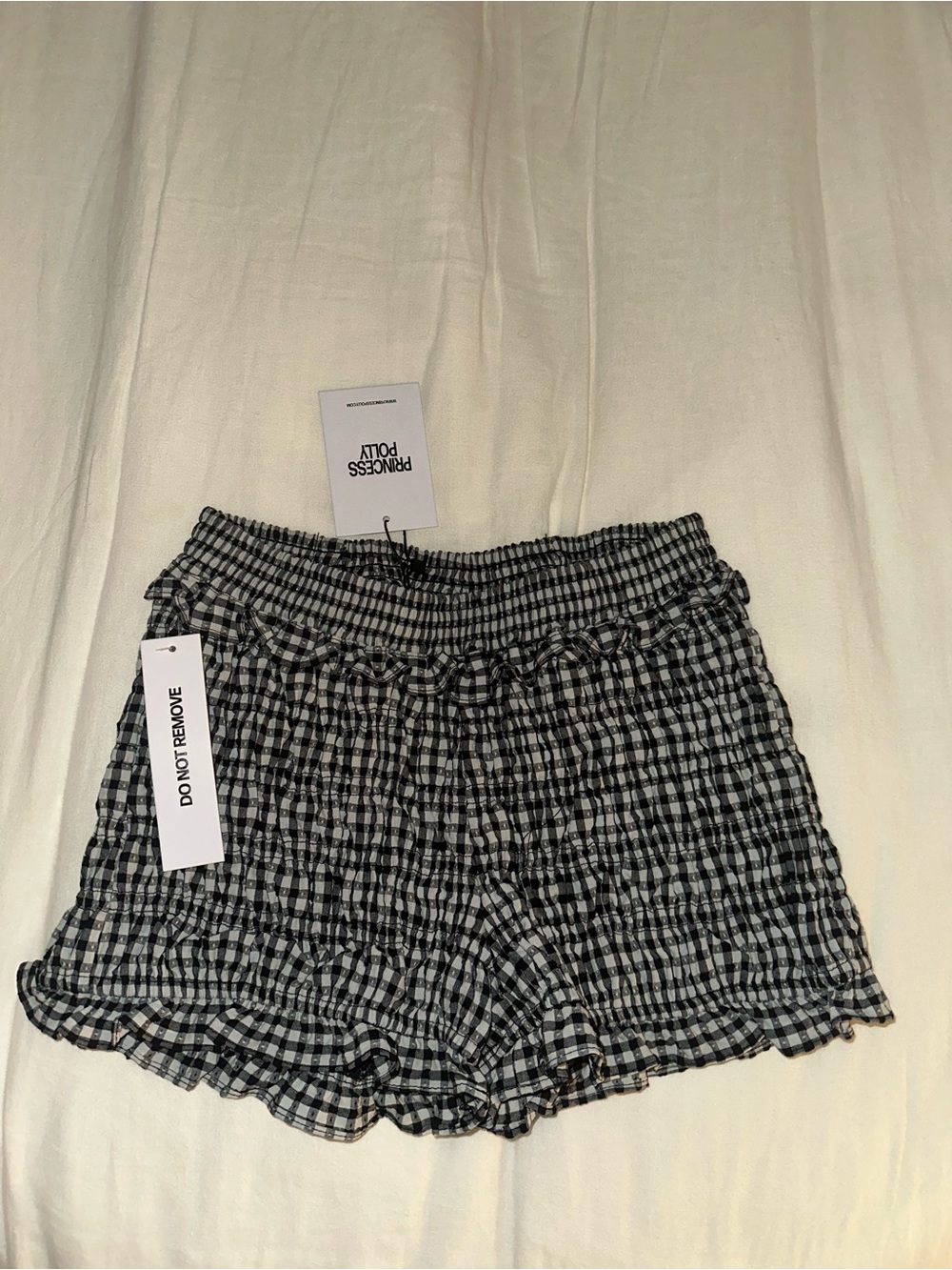 Princess Polly Black & White Gingham Elastic Waist Shorts